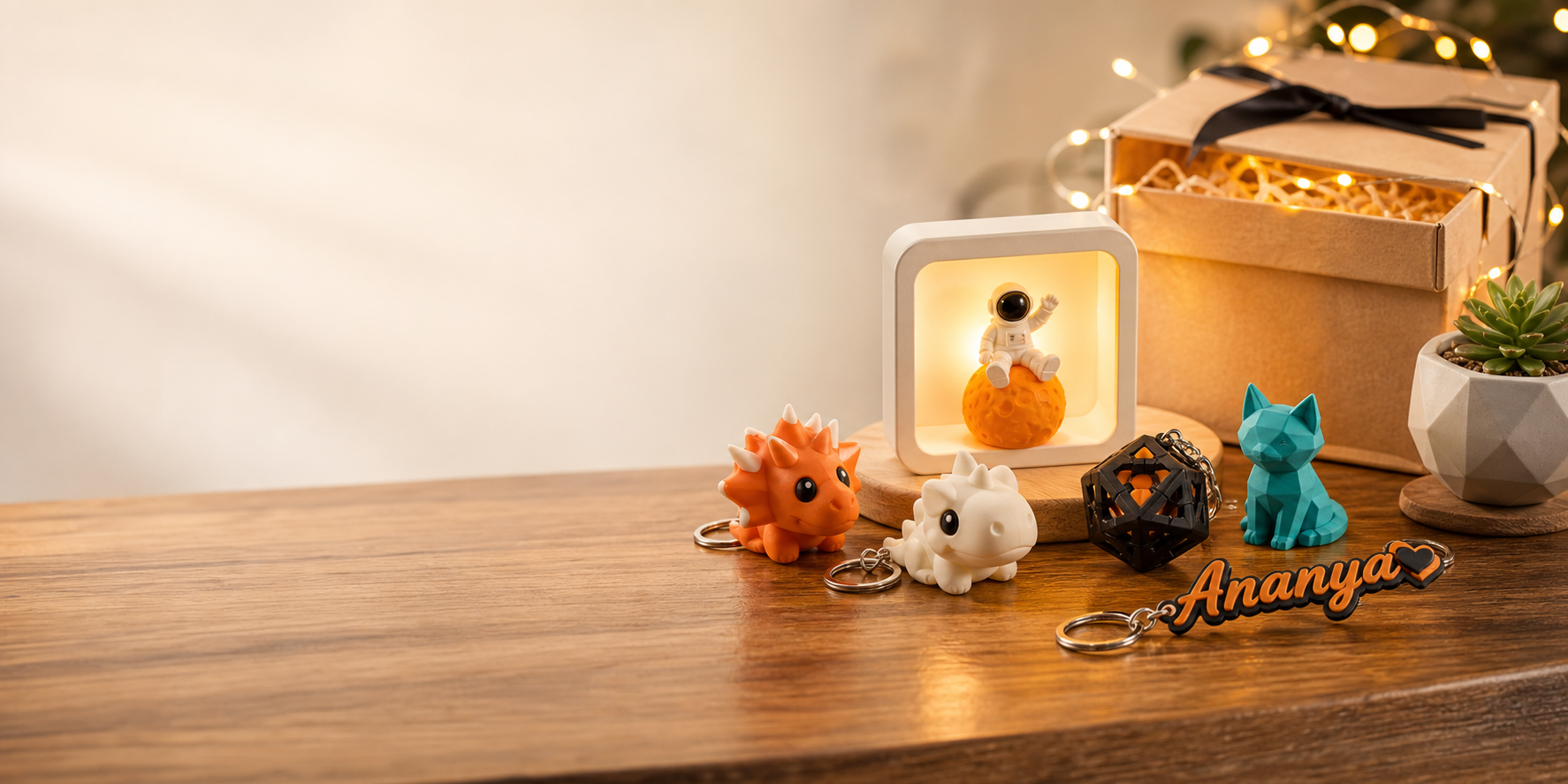 Cute table pieces with your name in the spotlight.